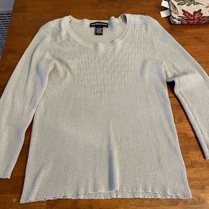 Norton McNaugton Women’s Sparkly Silver Silk Blend Sweater Size Large